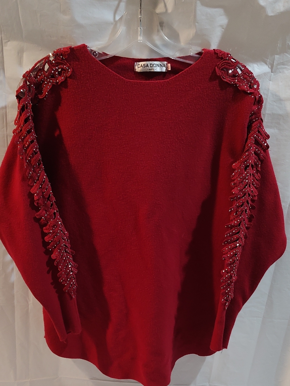 Casa Donna Red Embellished Women's Sweater Size XL
